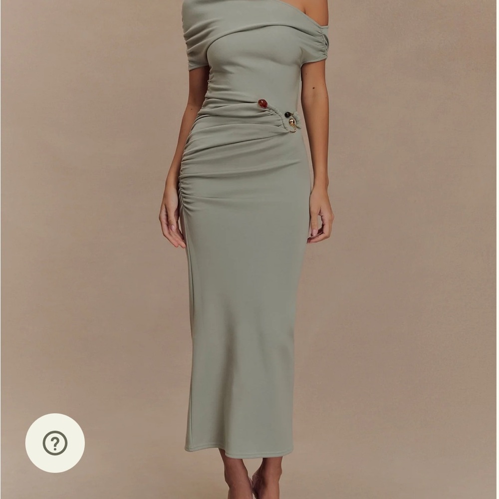 Meshki One Shoulder Olive Dress